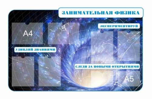 Стенды для кабинета Физики 1350х840мм 6шт-А4, 2шт-А5 Стенды для кабинета Физики 1350х840мм 6шт-А4, 2шт-А5