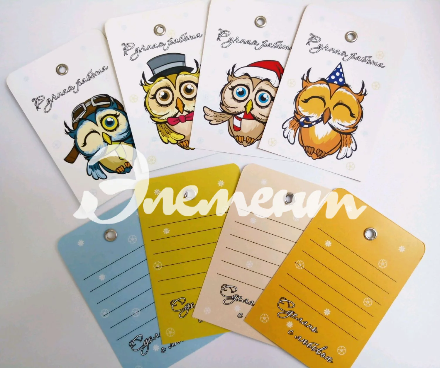 бирка с печатью 4+4 и люверсом