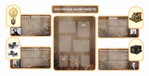 Стенды для кабинета Физики 2660х1290мм 4шт-А4, 3шт-А5