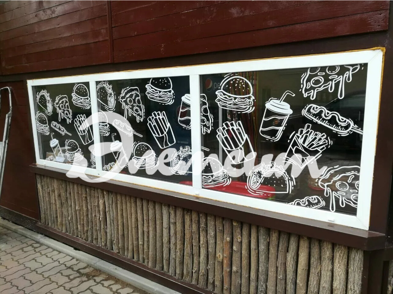 Изготовление наклейки на стекло Элемент